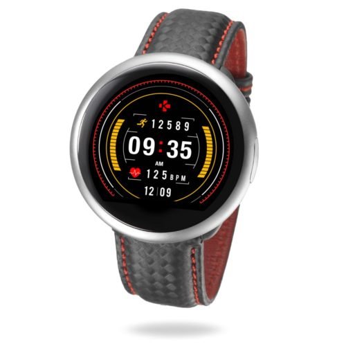 MyKronoz ZeRound2 HR Premium Smartwatch with Heart Rate Monitoring and Smart Notifications, Swiss Design, iOS and Android - Brushed Silver / Black Car 1