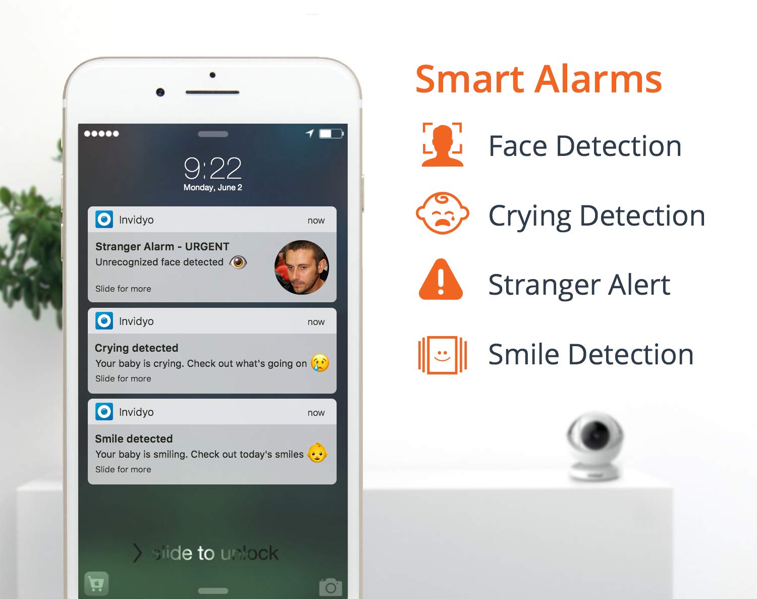 Invidyo: World's Smartest Video Baby Monitor with Crying Detection, Stranger Alerts and Smile Albums 4 Invidyo: World's Smartest Video Baby Monitor with Crying Detection, Stranger Alerts and Smile Albums - Image 4