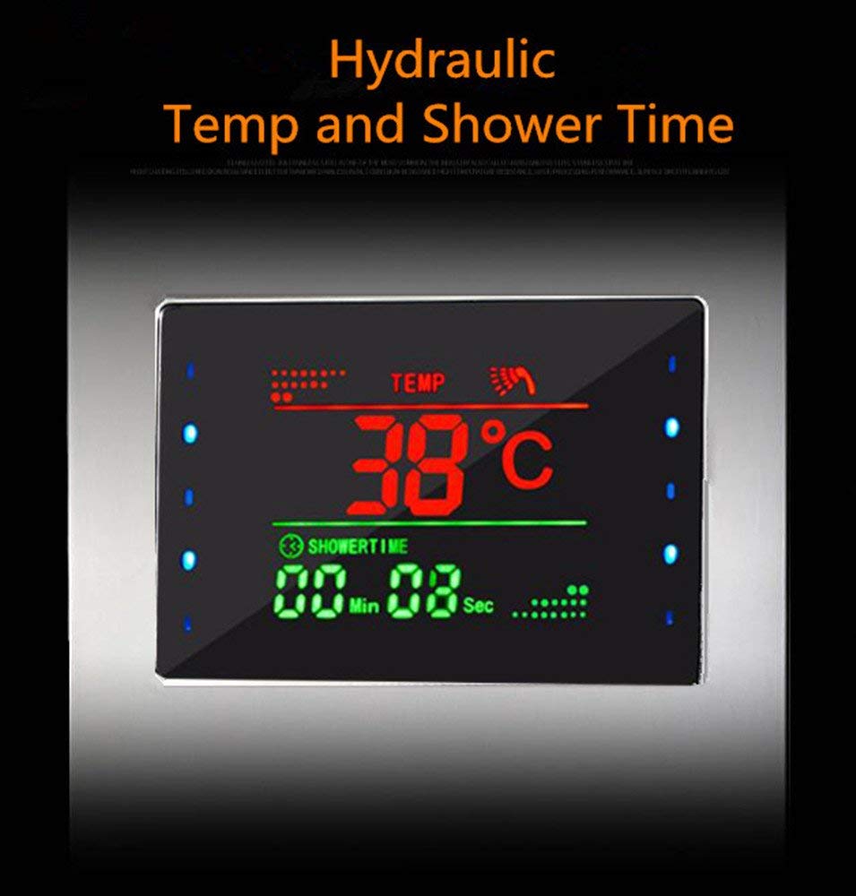 ELLO&ALLO Stainless Steel Rainfall Waterfall Shower Panel Tower Rain Massage System with Jets,Hydroelectricity Temperature Display Hand Shower and 9 ELLO&ALLO Stainless Steel Rainfall Waterfall Shower Panel Tower Rain Massage System with Jets,Hydroelectricity Temperature Display Hand Shower and - Image 9