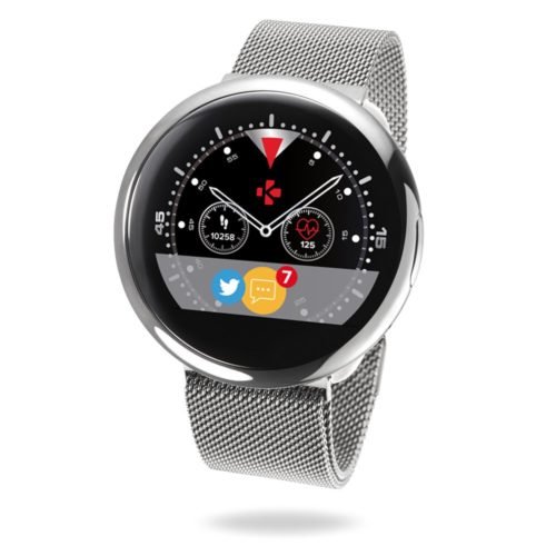MyKronoz ZeRound2 HR Premium Smartwatch with Heart Rate Monitoring and Smart Notifications, Swiss Design, iOS and Android - Brushed Silver / Black Car 50