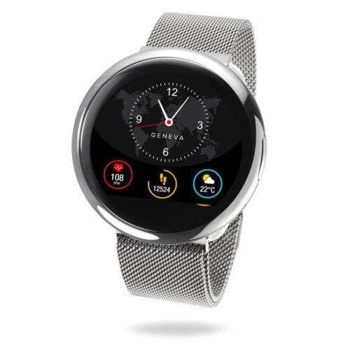 MyKronoz ZeRound2 HR Premium Smartwatch with Heart Rate Monitoring and Smart Notifications, Swiss Design, iOS and Android - Brushed Silver / Black Car 45
