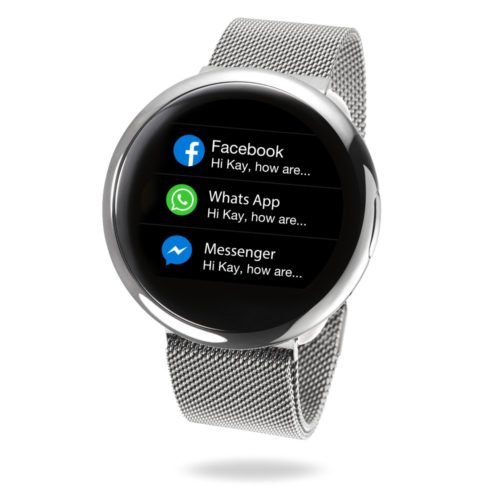 MyKronoz ZeRound2 HR Premium Smartwatch with Heart Rate Monitoring and Smart Notifications, Swiss Design, iOS and Android - Brushed Silver / Black Car 48