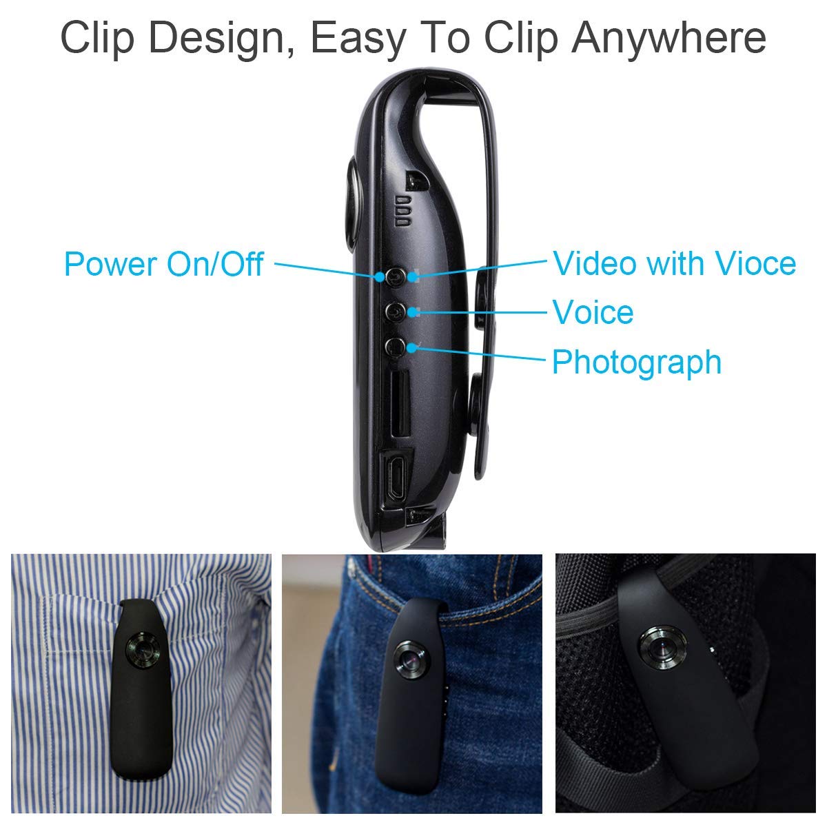 Lenofocus Mini Body Camera 1080P Full HD Hidden Spy Cameras Portable Pocket Clip Wearable Camera Video Recorder Small Sport DV DVR Dash Camera for Car 5 Lenofocus Mini Body Camera 1080P Full HD Hidden Spy Cameras Portable Pocket Clip Wearable Camera Video Recorder Small Sport DV DVR Dash Camera for Car - Image 5