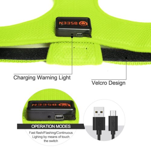 BSEEN LED Dog Harness LED Dog Vest USB Rechargeable Soft Mesh Vest with Adjustable Belt Padded Lightweight for Large Medium Small Dogs 3