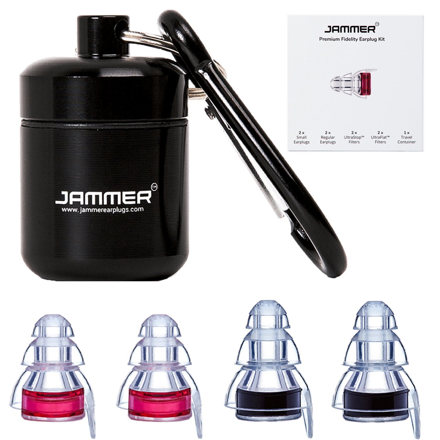 Jammer Premium Earplug Kit for Concerts Musicians Bands DJs Nightclubs Motorcycles Sleeping - High Fidelity Noise Reduction - Noise Cancelling - Reusa 1