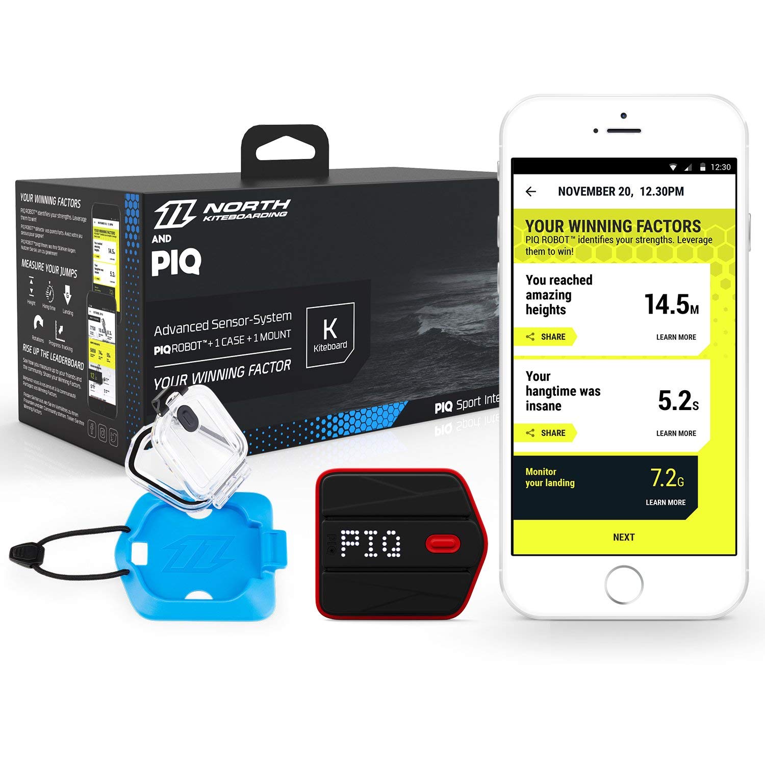 PIQ North Kiteboarding Wearable Kiteboard Sport Tracker - Instant Jump Height Readout & Ride Analysis 1 PIQ North Kiteboarding Wearable Kiteboard Sport Tracker - Instant Jump Height Readout & Ride Analysis