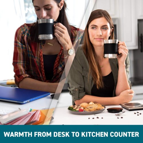 COSORI Coffee Mug Warmer & Mug Set,Electric 24Watt Beverage Cup Warmer for Desk Home Office Use,304 Stainless Steel 17oz Mug w/ Lid,Touch Tech &am 9