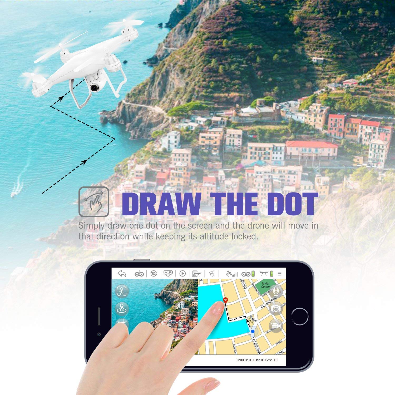 Potensic T25 GPS FPV RC Drone with Camera Live Video and GPS Return Home Quadcopter with Adjustable Wide-Angle 1080P HD WiFi Camera- Follow Me, Altitu 6 Potensic T25 GPS FPV RC Drone with Camera Live Video and GPS Return Home Quadcopter with Adjustable Wide-Angle 1080P HD WiFi Camera- Follow Me, Altitu - Image 6