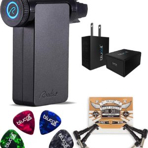 Roadie 2 RD200 Standalone Automatic Guitar Tuner Bundled With Blucoil USB Wall Adapter, 2-Pack of Pedal Patch Cables, and 4-Pack of Celluloid Guitar P
