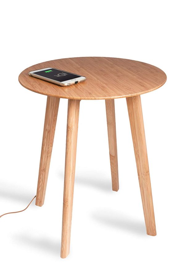 FurniQi Wireless Charging Side Table compatible with iPhone XS, XS Max, XR, X, 8, 8 Plus, Samsung Galaxy S9, S9+, S8, S8+, S7, S7 Edge, S6, S6 Edge, N 5