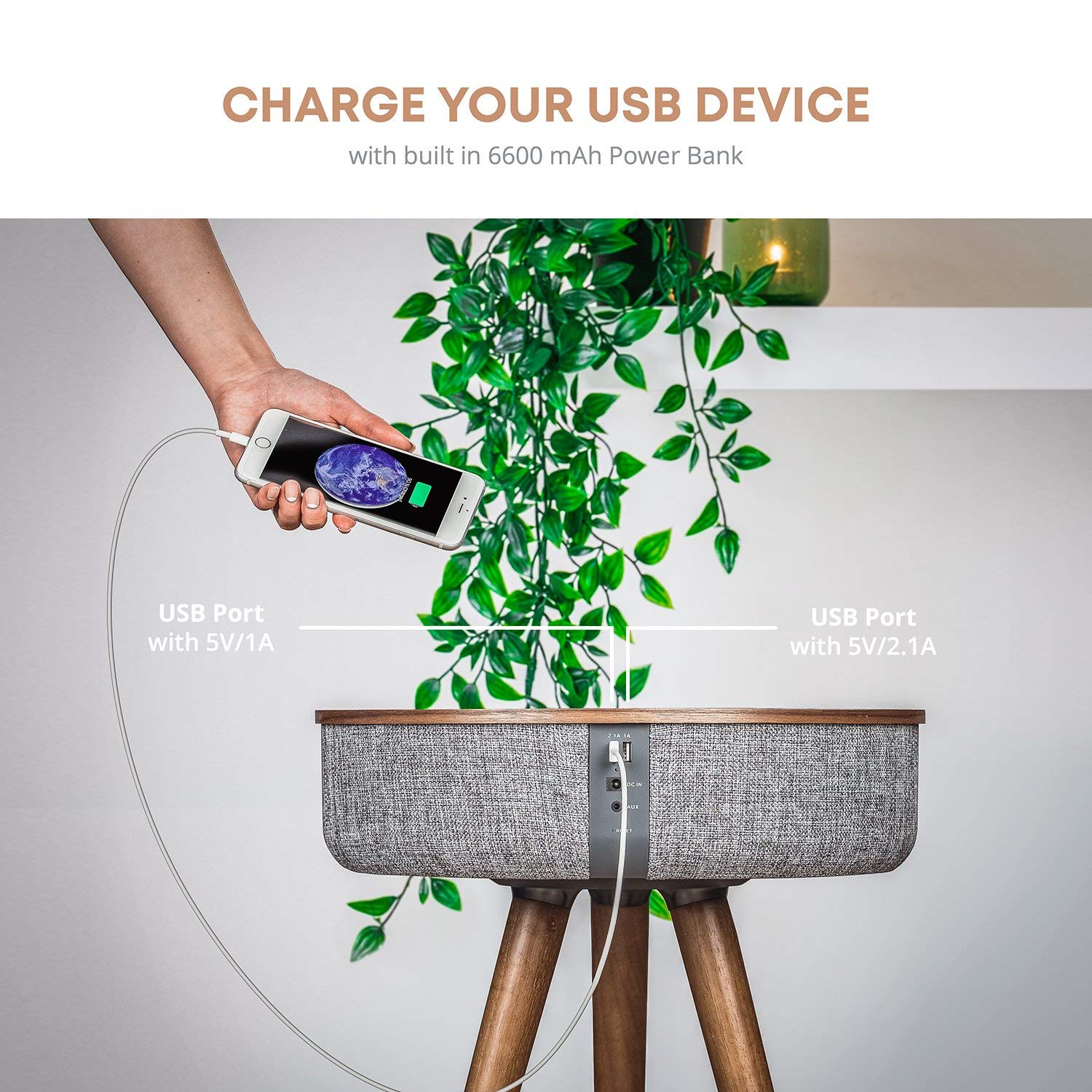 Sierra Modern Home Studio Smart Table with Built in 360° Bluetooth Speaker and Wireless Qi Charger 5 Sierra Modern Home Studio Smart Table with Built in 360° Bluetooth Speaker and Wireless Qi Charger - Image 5