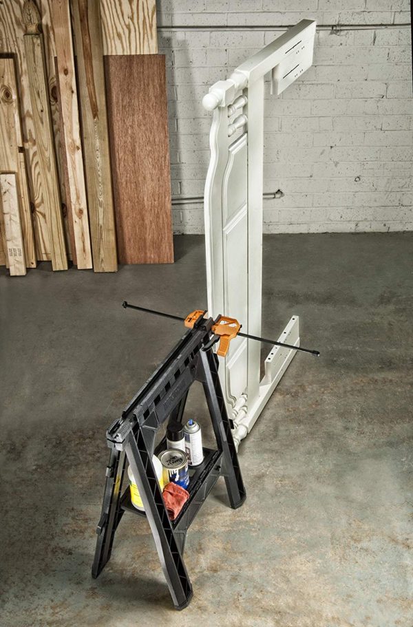 WORX Clamping Sawhorse Pair with Bar Clamps, Built-in Shelf and Cord Hooks 6