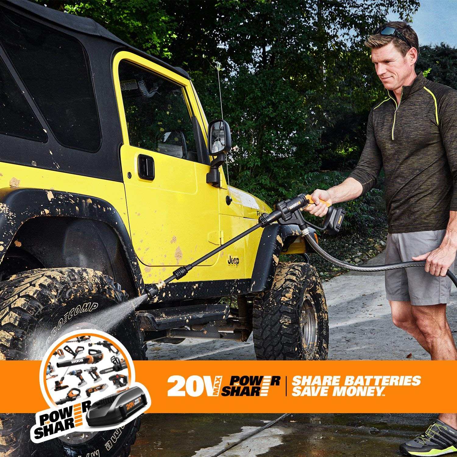 WORX WG629 Cordless Hydroshot Portable Power Cleaner, 20V Power Share Platform with Charger Included 17 WORX WG629 Cordless Hydroshot Portable Power Cleaner, 20V Power Share Platform with Charger Included - Image 17