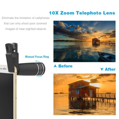 APEXEL 10 in 1 Mobile phone Lens Telephoto Fisheye lens Wide Angle Macro Lens+CPL/Flow/Radial/Star Filter for all smartphones 2