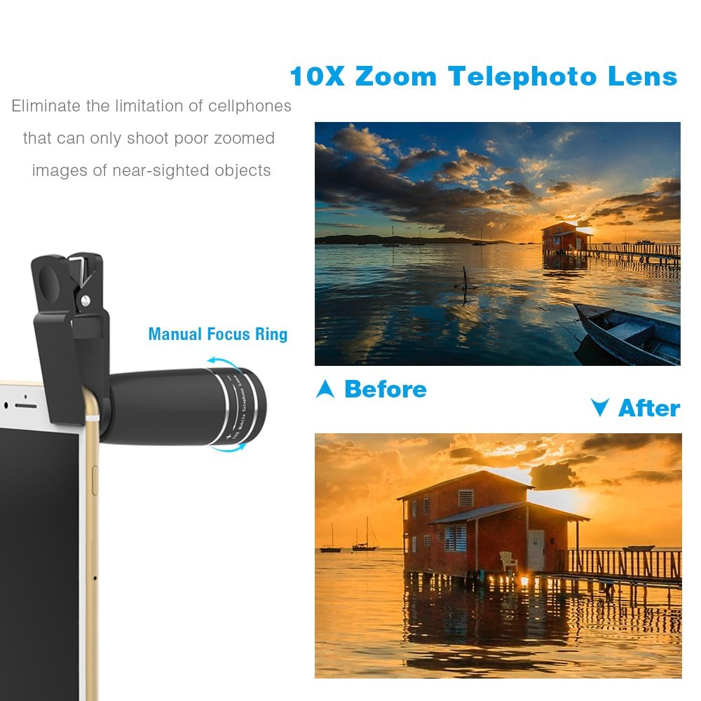 APEXEL 10 in 1 Mobile phone Lens Telephoto Fisheye lens Wide Angle Macro Lens+CPL/Flow/Radial/Star Filter for all smartphones 2 APEXEL 10 in 1 Mobile phone Lens Telephoto Fisheye lens Wide Angle Macro Lens+CPL/Flow/Radial/Star Filter for all smartphones - Image 2