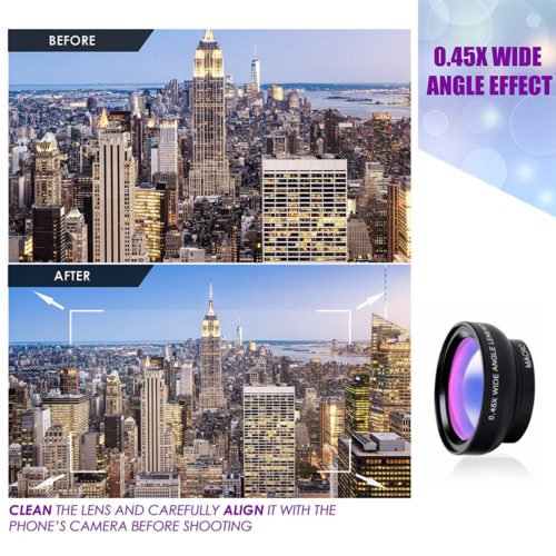 APEXEL Professional HD Camera Lens Kit 0.45X Wide Angle 12.5X Macro Lens Mobile Phone Lens 3