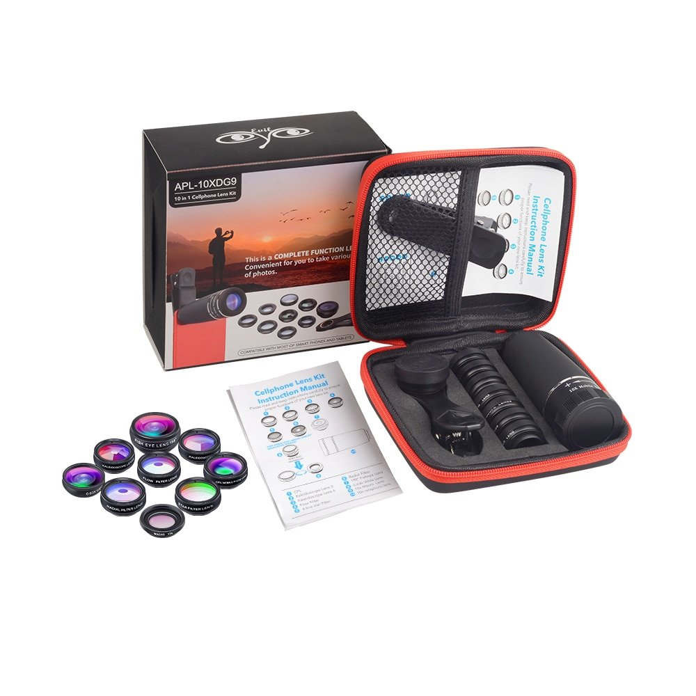 APEXEL 10 in 1 Mobile phone Lens Telephoto Fisheye lens Wide Angle Macro Lens+CPL/Flow/Radial/Star Filter for all smartphones 6 APEXEL 10 in 1 Mobile phone Lens Telephoto Fisheye lens Wide Angle Macro Lens+CPL/Flow/Radial/Star Filter for all smartphones - Image 6
