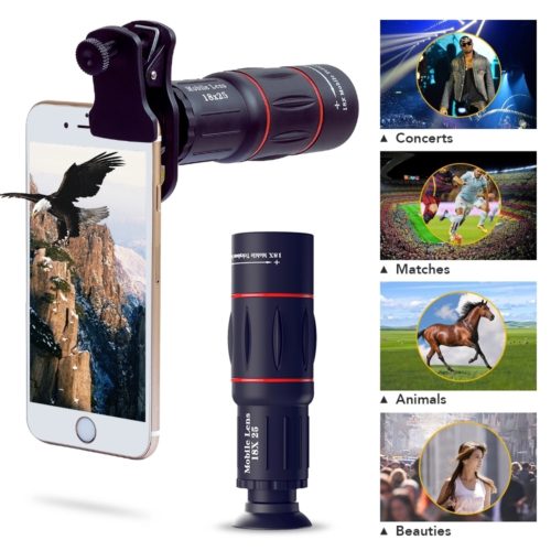 APEXEL Phone Lens Kit Fisheye Wide Angle macro 18X telescope Lens telephoto with 3 in 1 lens for Samsung iPhones Android 2