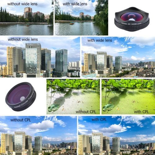 APEXEL PRO 16mm 4K wide angle circular polarizing CPL Filter wide lens mobile phone Camera Lens kit 6