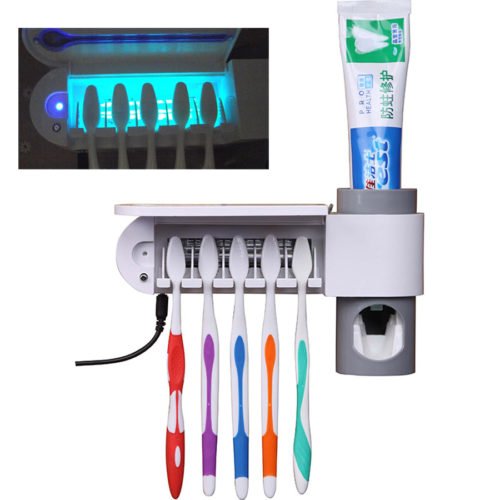 Antibacterial UV Light Ultraviolet Toothbrush Automatic Toothpaste Dispenser Steriliser Toothbrush Holder Cleaner 1