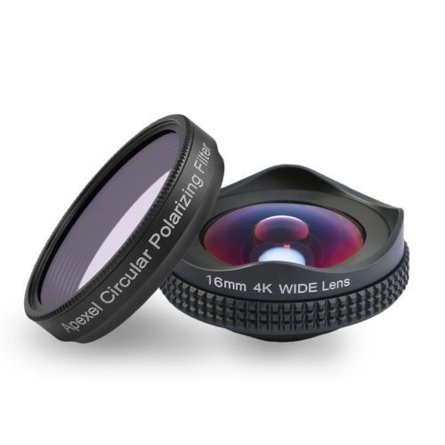 APEXEL PRO 16mm 4K wide angle circular polarizing CPL Filter wide lens mobile phone Camera Lens kit 4
