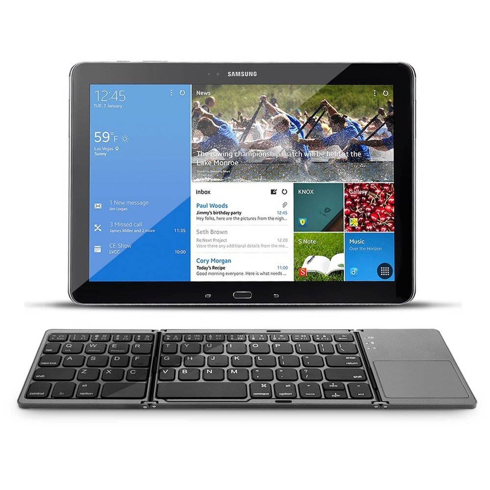 Portable Twice Folding Bluetooth Keyboard BT Wireless Touchpad for IOS/Android/Windows iPad Tablet 4 Portable Twice Folding Bluetooth Keyboard BT Wireless Touchpad for IOS/Android/Windows iPad Tablet - Image 4