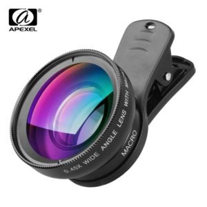 APEXEL Professional HD Camera Lens Kit 0.45X Wide Angle 12.5X Macro Lens Mobile Phone Lens