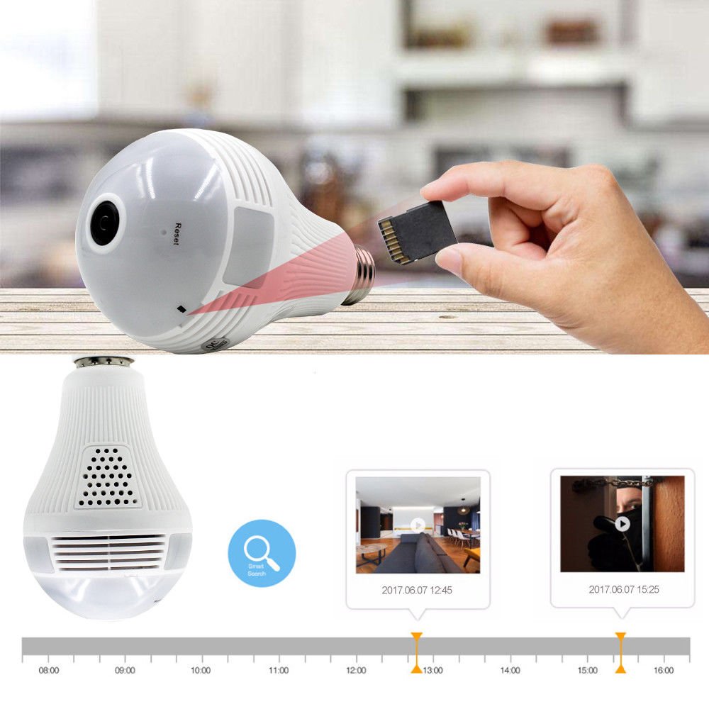 360 Degree Panorama Video Camera Wifi IP Light Bulb Surveillance Cam Recorder 3 360 Degree Panorama Video Camera Wifi IP Light Bulb Surveillance Cam Recorder - Image 3