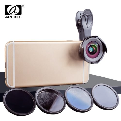 APEXEL phone camera lens kit HD professional wide angle/macro lens with grad filter CPL ND filter for android ios smartphone 1