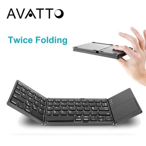 Portable Twice Folding Bluetooth Keyboard BT Wireless Touchpad for IOS/Android/Windows iPad Tablet 1