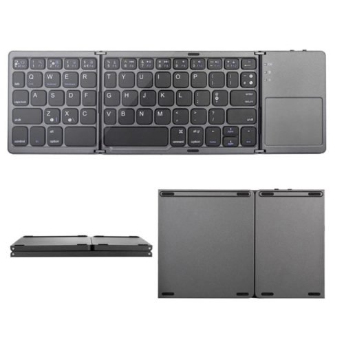 Portable Twice Folding Bluetooth Keyboard BT Wireless Touchpad for IOS/Android/Windows iPad Tablet 5