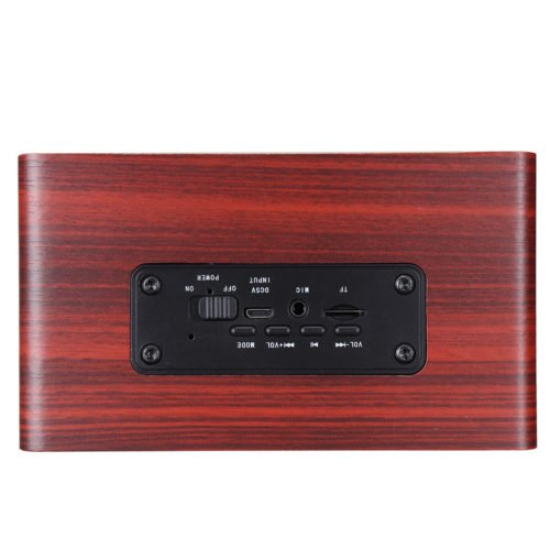 Wooden Stereo Bass Bluetooth 4.2 Speaker Audio Music Box with Mini Microphone 5