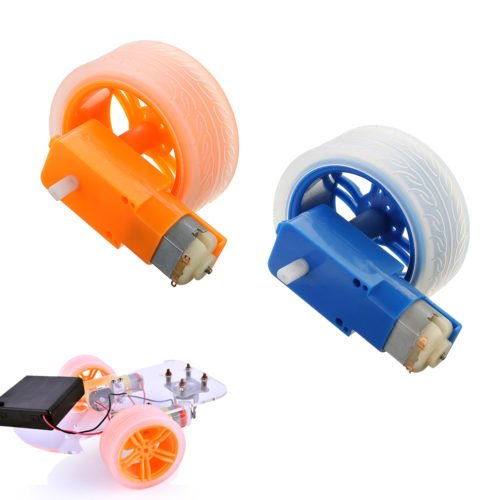 3-6v TT Motor + Rubber Wheel Blue/Orange Color DIY Kit For Arduino Smart Chassis Car Accessories 1
