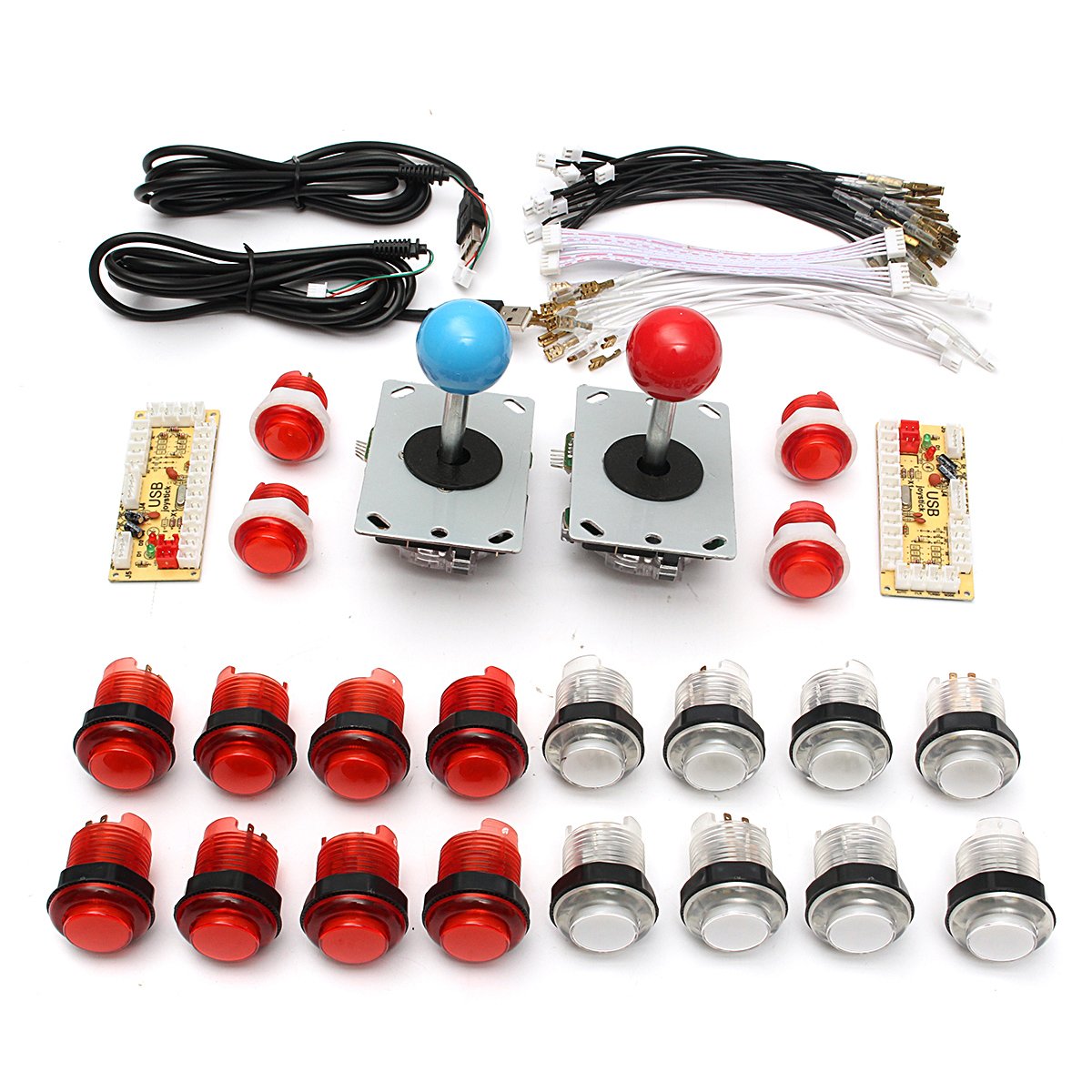 DIY Parts USB Encoder Joystick Clear Buttons Kit for Acarde Game Controller Console 1