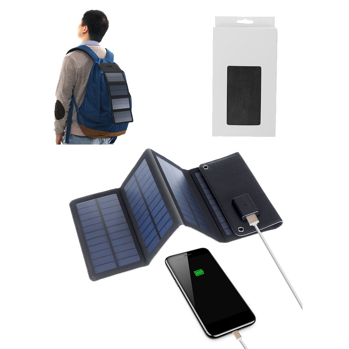 7W 5V Waterproof Foldable Mono-crystalline Silicon Solar Panel With LED Charging indicator & USB Interface 2