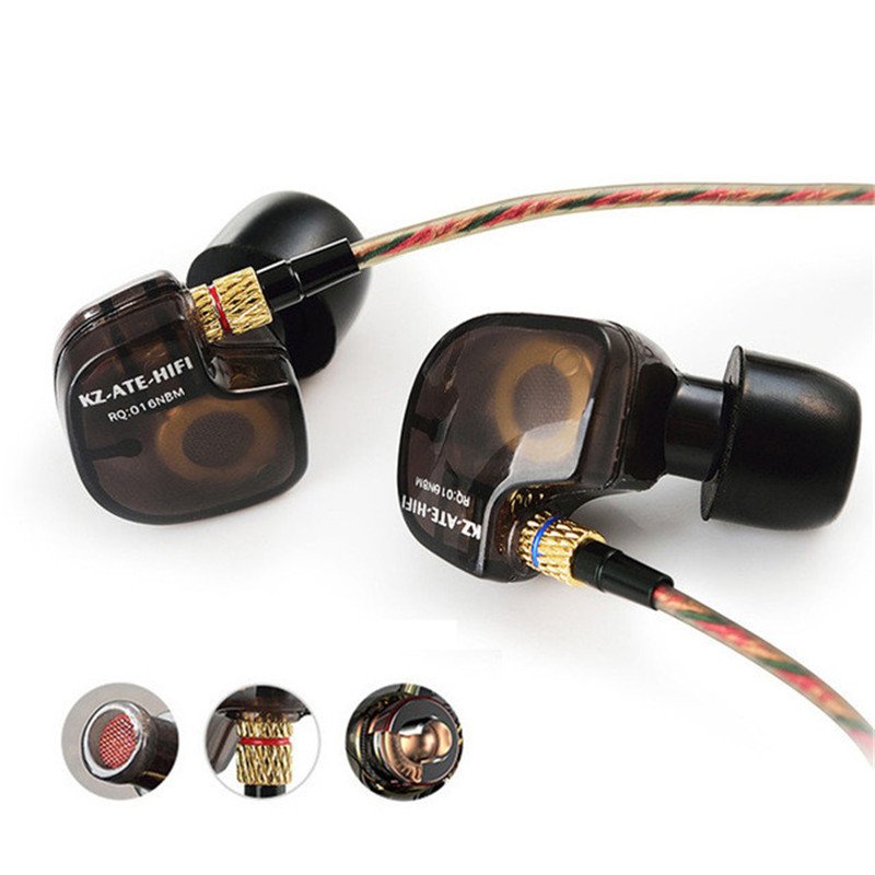 KZ ATE 3.5mm Metal In-ear Wired Earphone HIFI Super Bass Copper Driver Noise Cancelling Sports 1