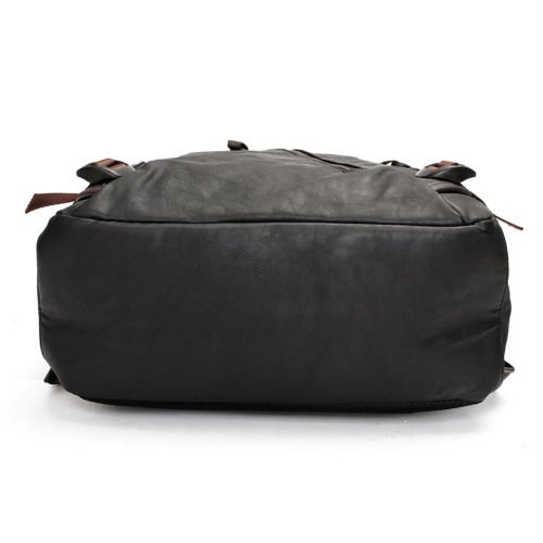 Men Vintage PU Leather Zipper Laptop Travel School Outdoor Backpack Bag Rucksack 8