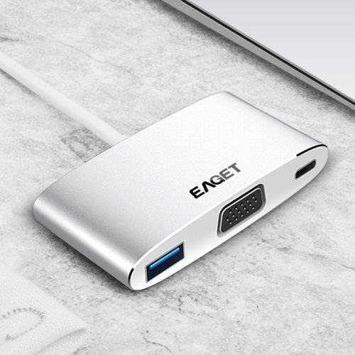 EAGET CH12 Multi-function Type-C to USB 3.0 VGA and Type-C Charging Hub USB Docking Station 6