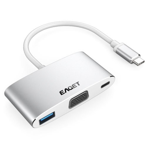 EAGET CH12 Multi-function Type-C to USB 3.0 VGA and Type-C Charging Hub USB Docking Station 3