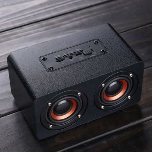 Wooden Stereo Bass Bluetooth 4.2 Speaker Audio Music Box with Mini Microphone 8