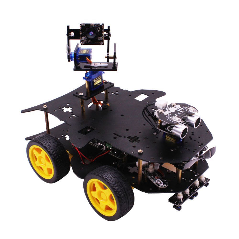 4WD Wireless WIFI Video Robot Car Kit for Raspberry Pi 3B/3B+ Support Programming/Bluetooth 4.0+Wifi/Remote Control with 2DOF Camera Pan/Tilt & 4P 2