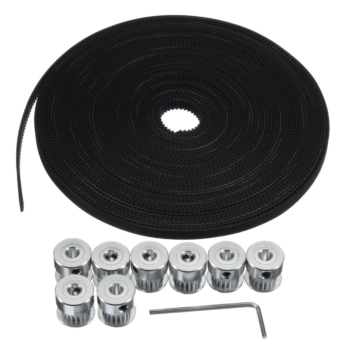 10M GT2 Timing Belt 6mm Wide + 10x Pulley + L Shape Wrench For 3D printer CNC RepRap 1 10M GT2 Timing Belt 6mm Wide + 10x Pulley + L Shape Wrench For 3D printer CNC RepRap