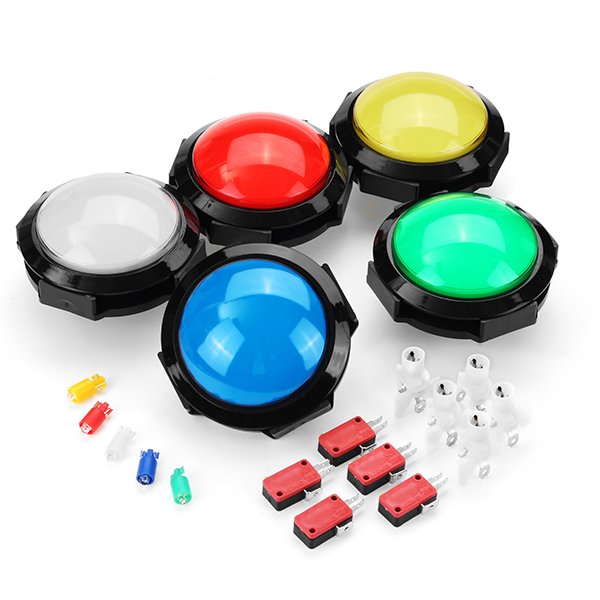 100MM 10CM LED Green Red Blue Yellow White Round Push Button for Arcade Game Console Controller DIY 1