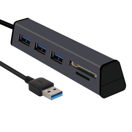 Aluminum Alloy USB 3.0 to 3-Port USB 3.0 Hub TF SD Card Reader with Hidden Phone Support 4