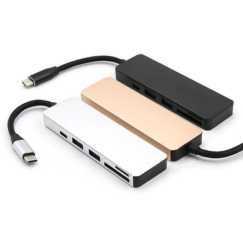 5-in-1 Type-C to 2-Port USB 3.0 Type-C PD Charge Hub SD TF Card Reader Support OTG Function 1 5-in-1 Type-C to 2-Port USB 3.0 Type-C PD Charge Hub SD TF Card Reader Support OTG Function