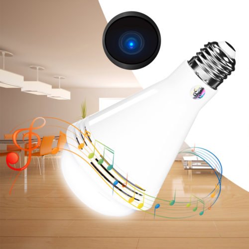 360° HD 960P 1080P WiFi IP Camera LED Light Bulb Bluetooth Speaker Security Monitoring 5