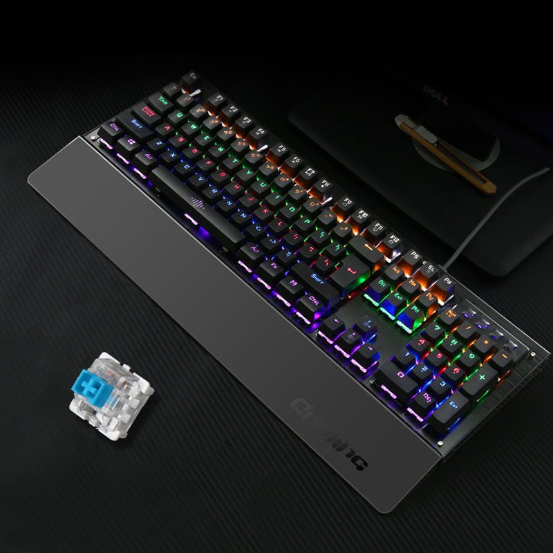 104 Keys Blue Switch USB Wired Backlit Mechanical Computer Gaming Keyboard 1