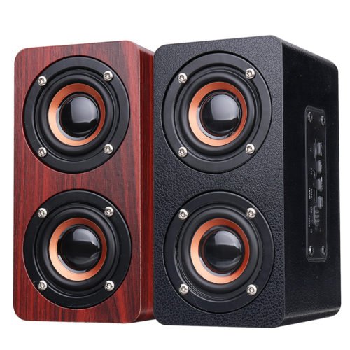 Wooden Stereo Bass Bluetooth 4.2 Speaker Audio Music Box with Mini Microphone 2