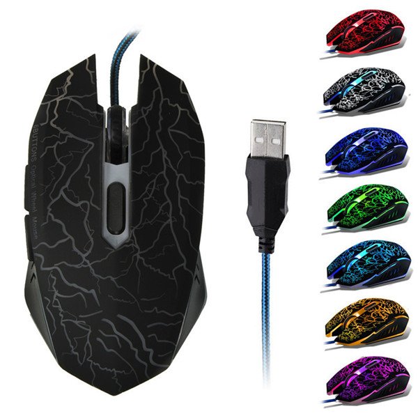 7 LED Colorful Optical 2400DPI 6 Buttons USB Wired Gaming Mouse 1