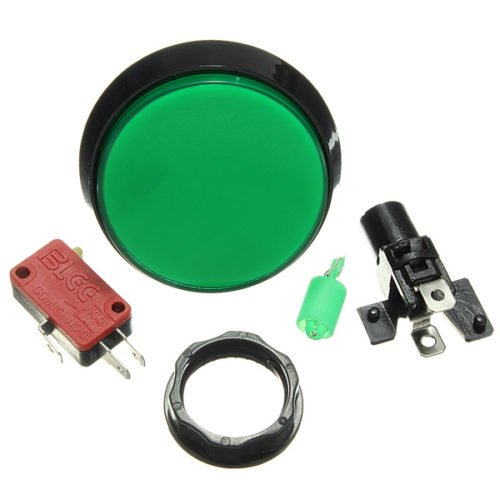 5Pcs Green LED Light 60mm Arcade Video Game Player Push Button Switch 6